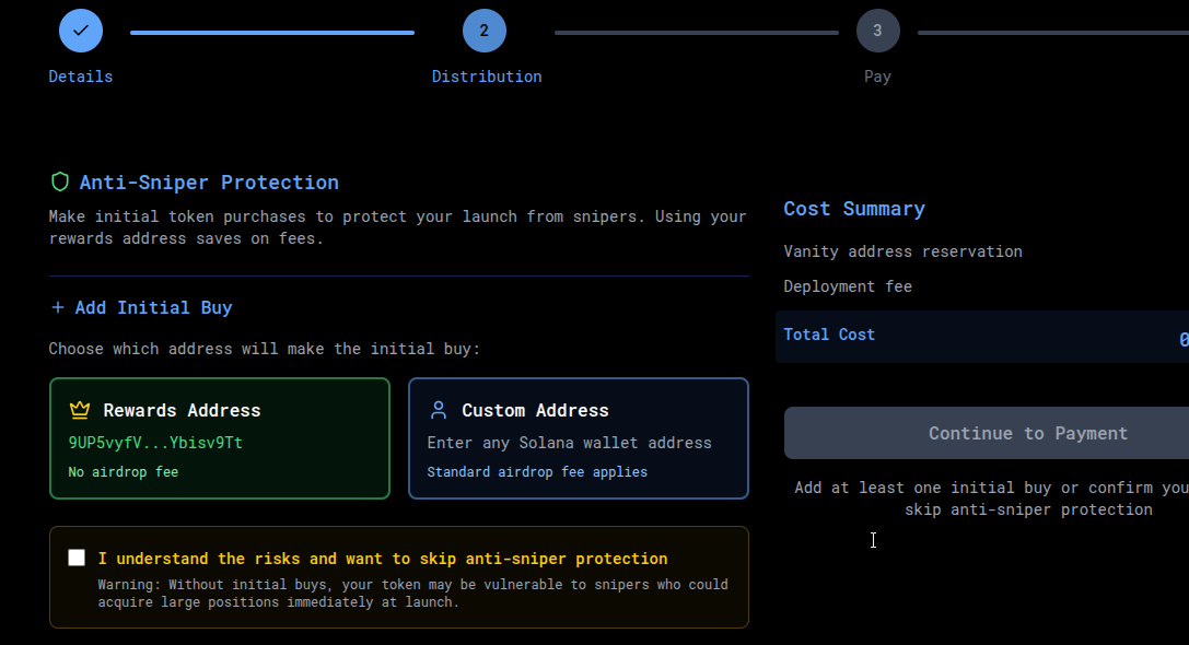 Initial distribution setup