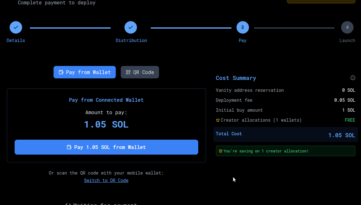 Payment options interface